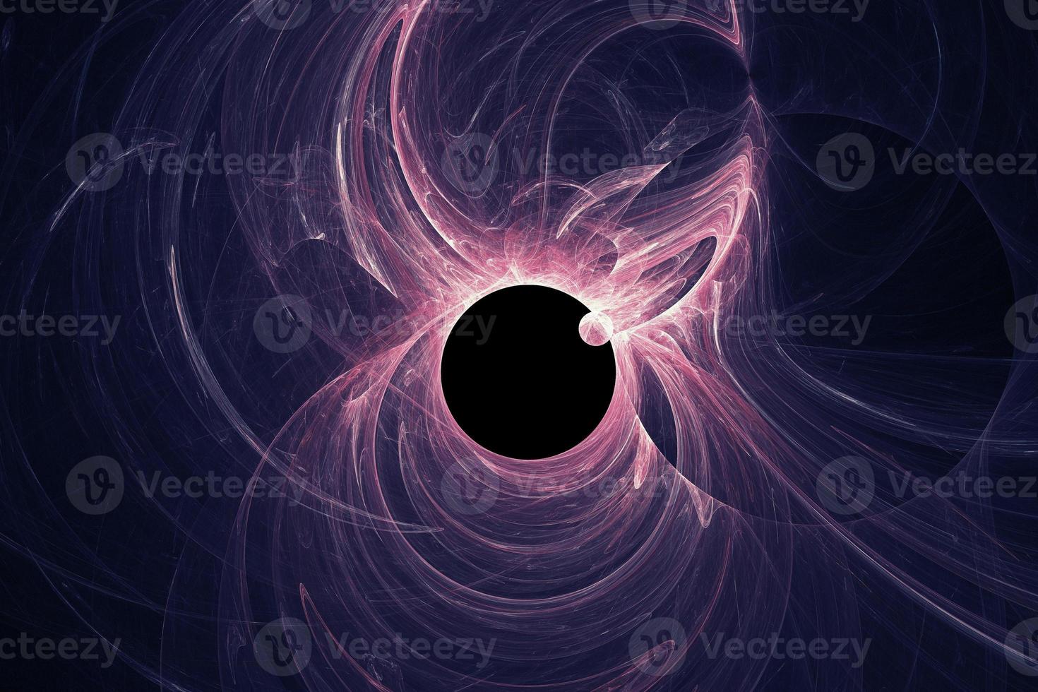 Futuristic dark hole with abstract flowing light waves 3d rendering. Space nebula background photo