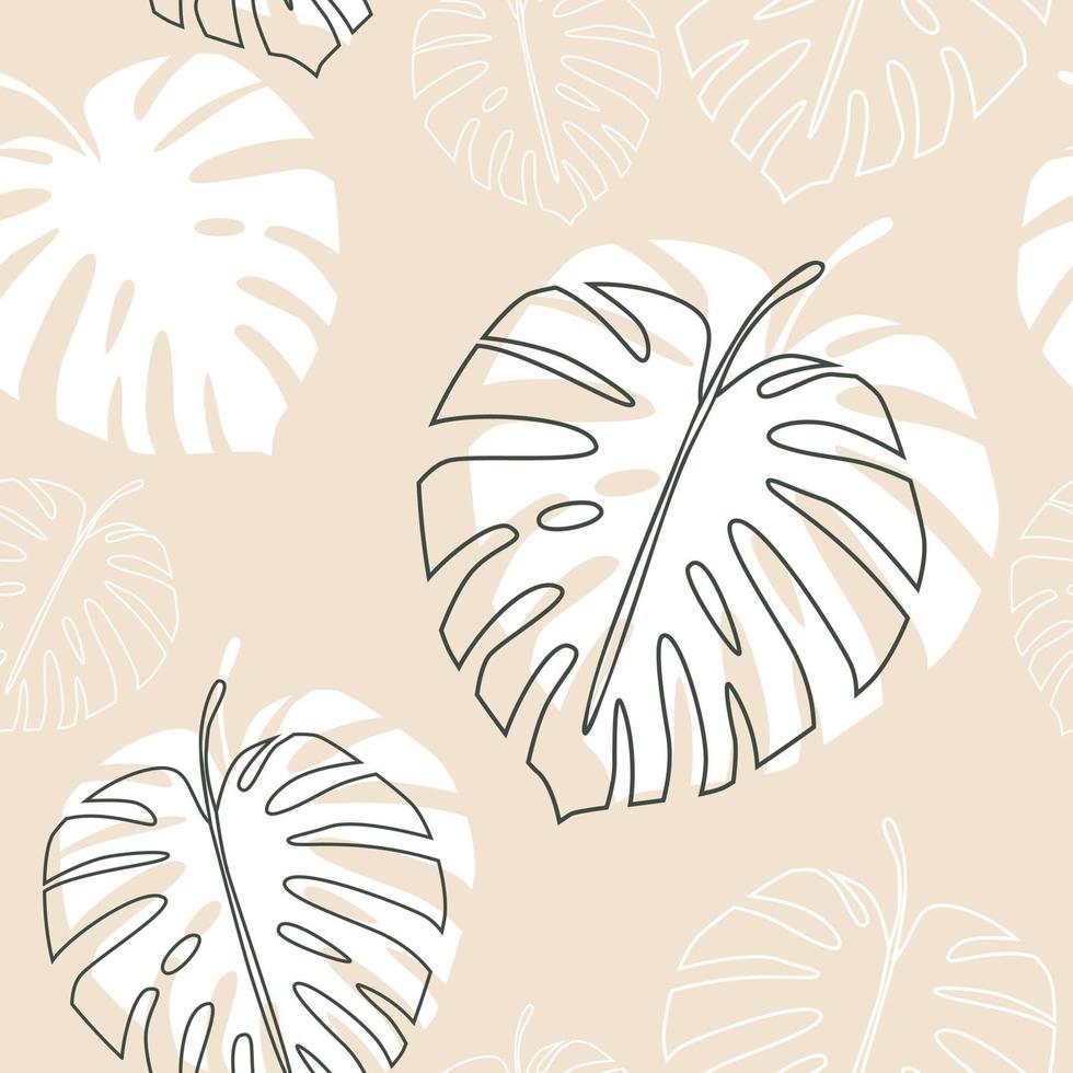 Summer pattern. Vector seamless pattern with tropical leaves.