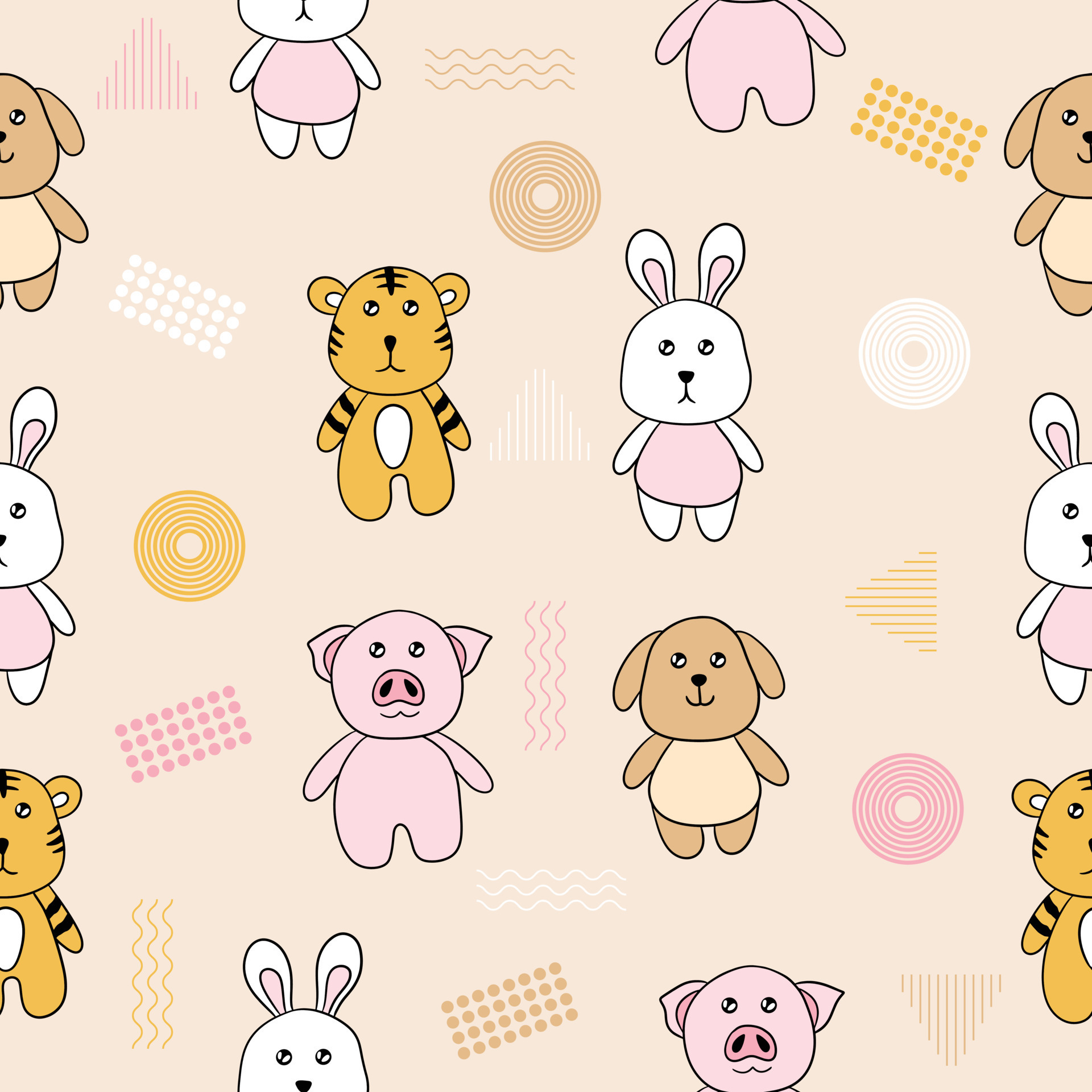 Cute chibi animals tiger, dog, rabbit, piglet seamless pattern doodle kids baby kawaii cartoon Premium Vector 8320857 Vector Art at Vecteezy Cute chibi animals tiger, dog, rabbit, piglet seamless pattern doodle kids baby kawaii cartoon Premium Vector 8320857 Vector Art at Vecteezy