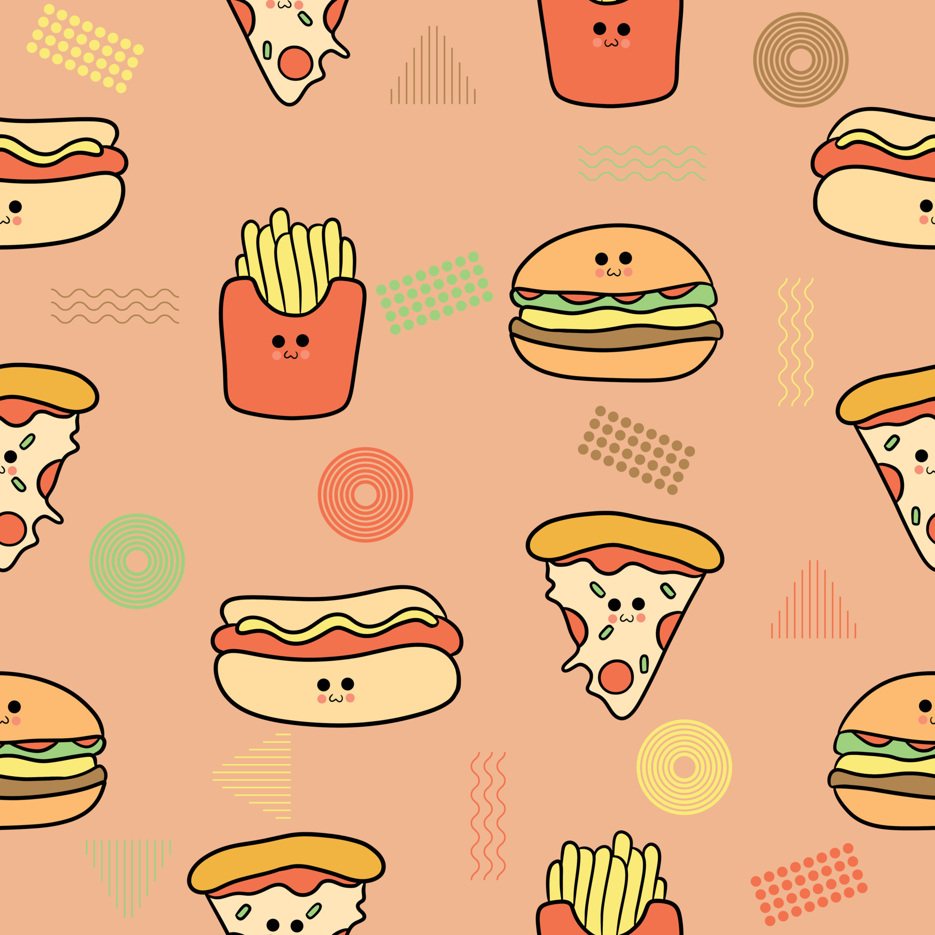 Cute chibi sweet foods soft colorful seamless pattern doodle kids baby  kawaii cartoon Premium Vector 8320862 Vector Art at Vecteezy