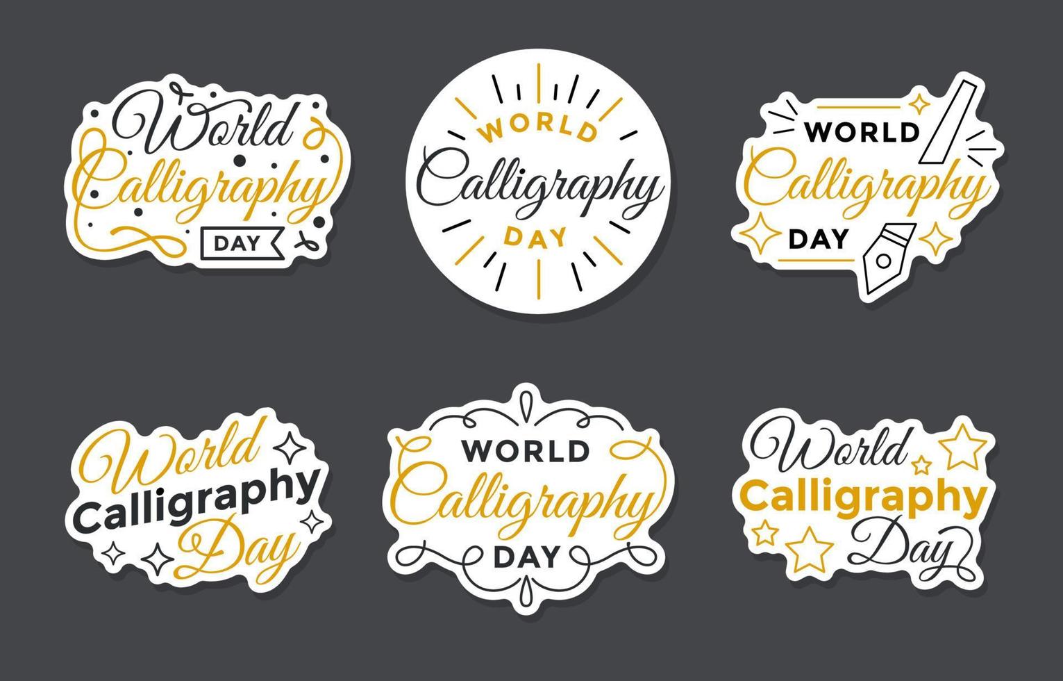 World Calligraphy Day Stickers Set vector