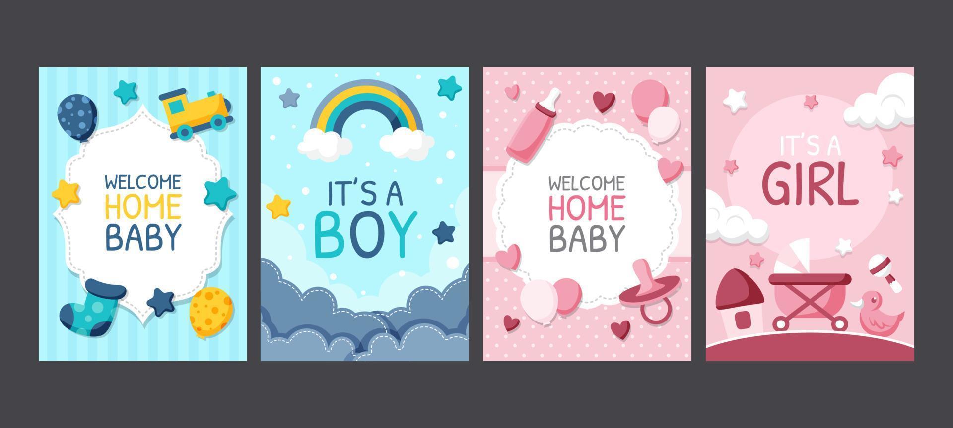 Born Day Card Collection vector