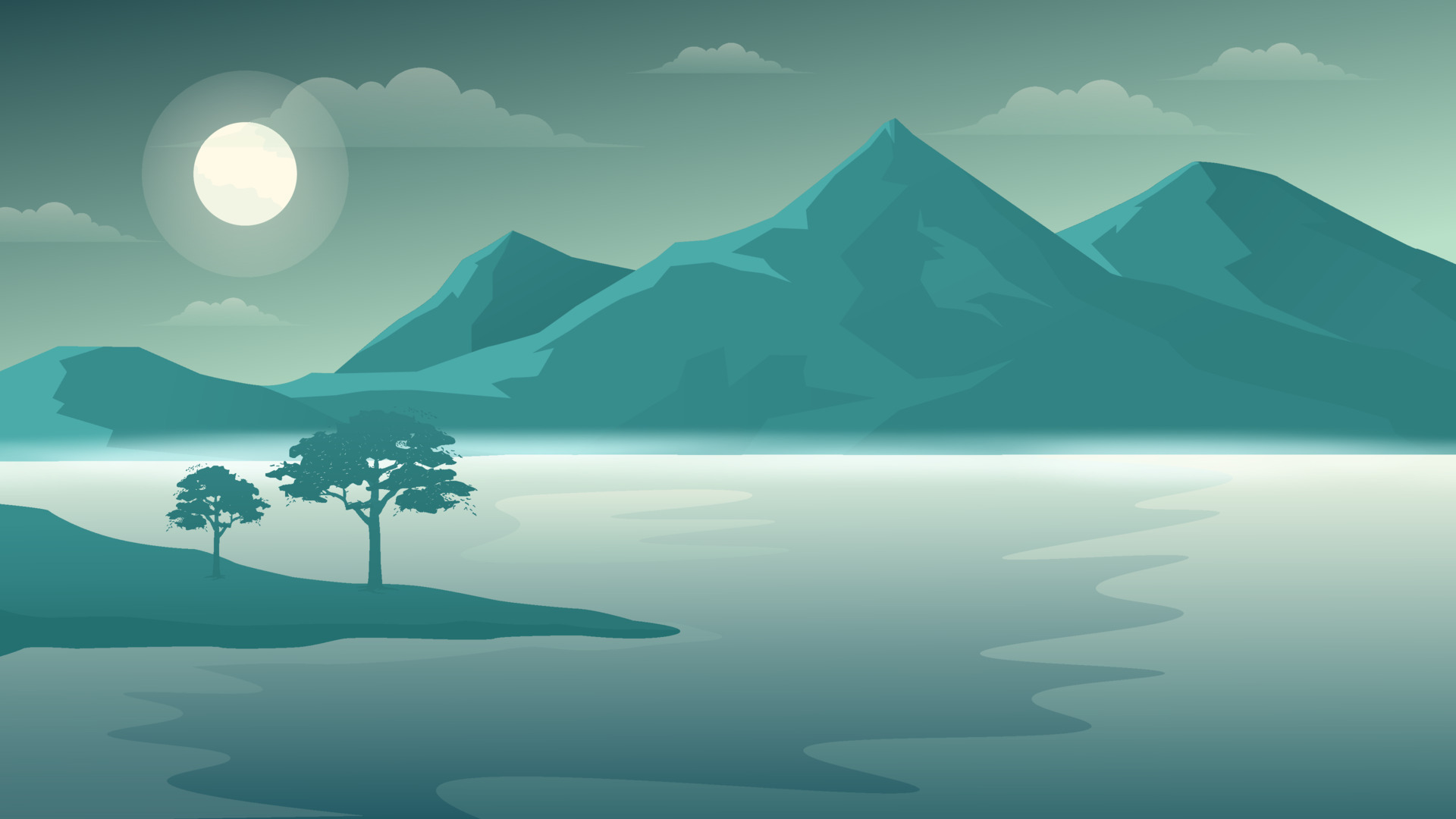 Beautiful night mountain landscape background vector illustration ...