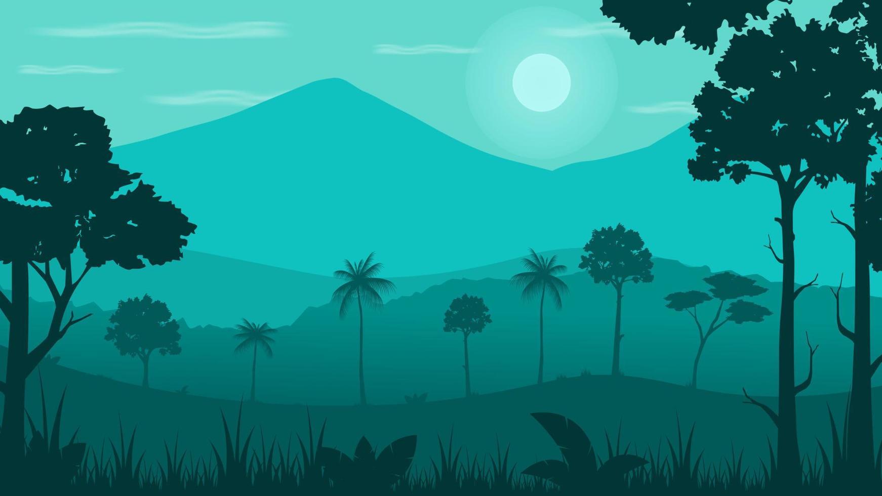 fondo de ilustración de paisaje de vector de bosque verde