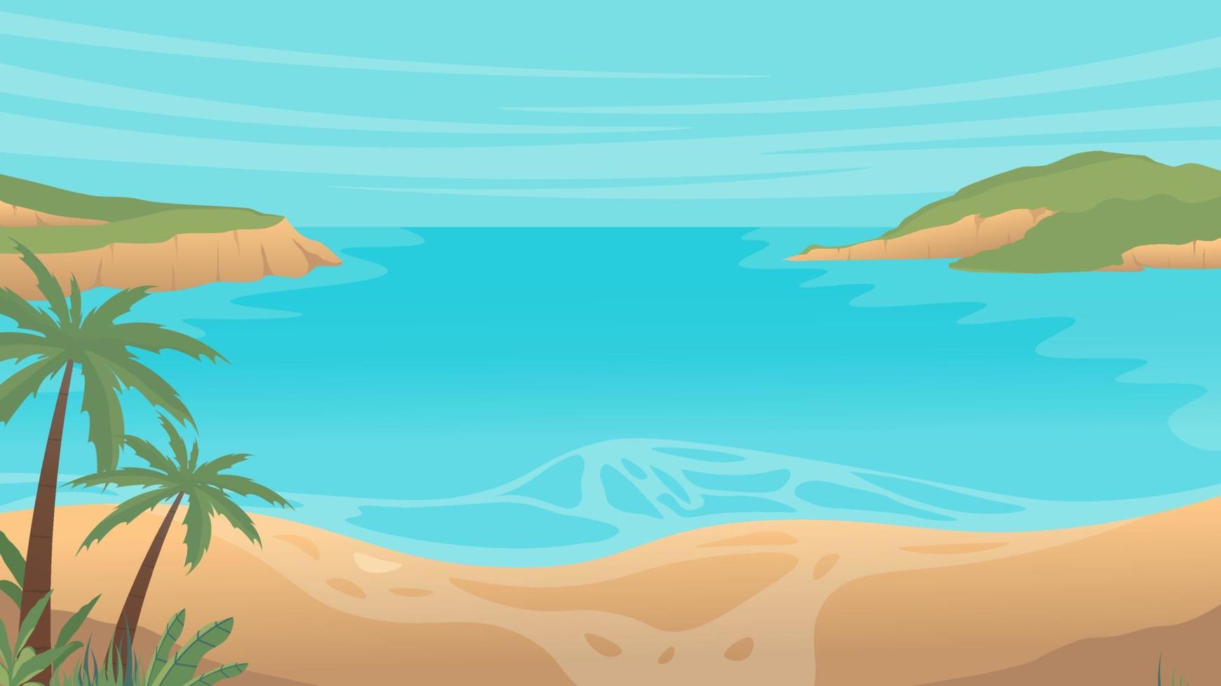 Ilustración de vector de paisaje de playa de isla tropical de verano