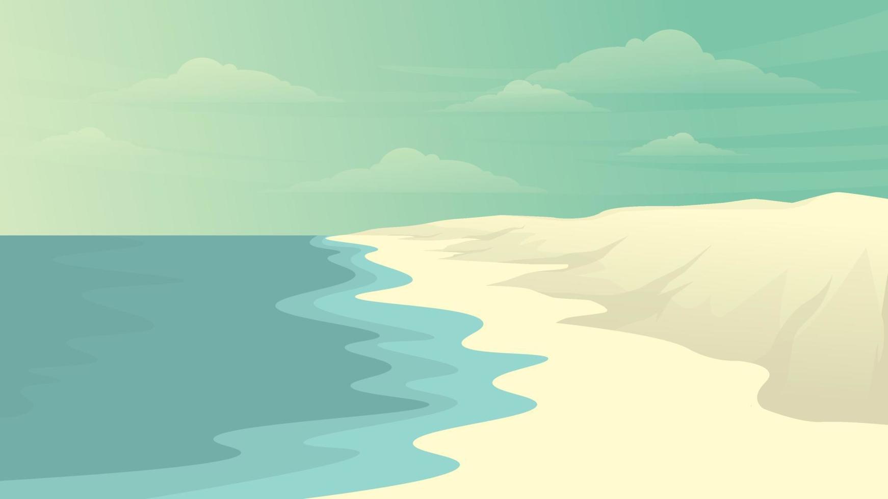 Ilustración de vector de paisaje de playa de isla tropical de verano