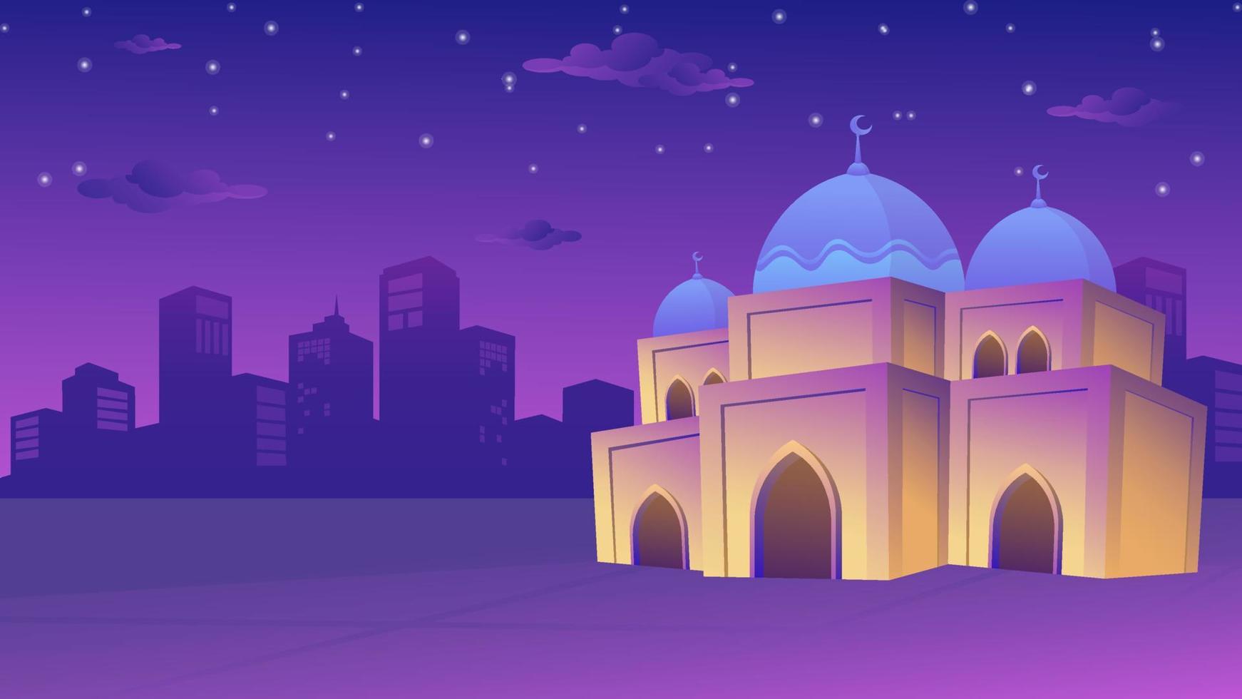 Awesome mosque vector design landscape illustration