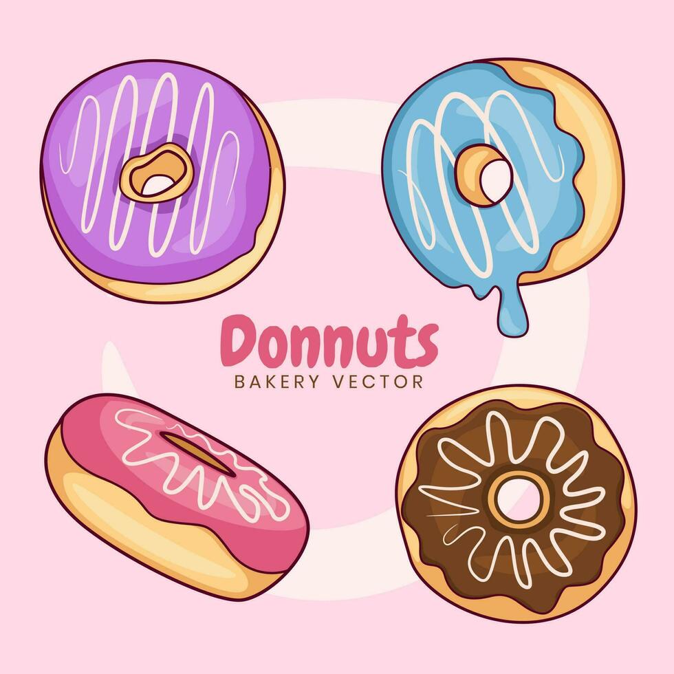 ilustración gráfica vectorial de la colección de donuts dulces vector