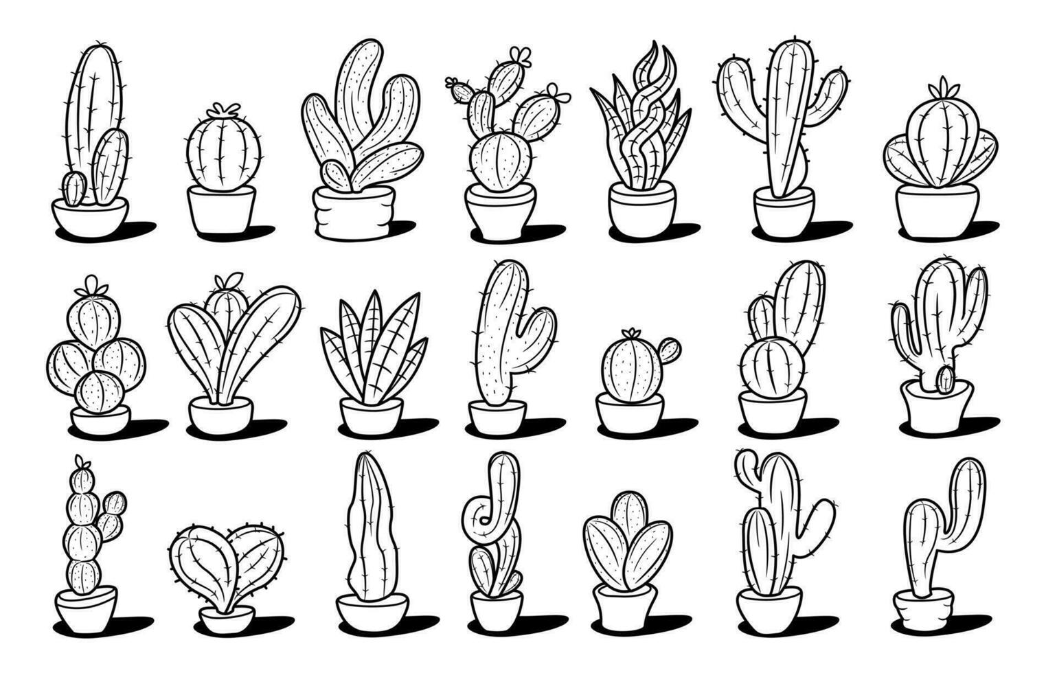 colección de vectores de cactus dibujados a mano