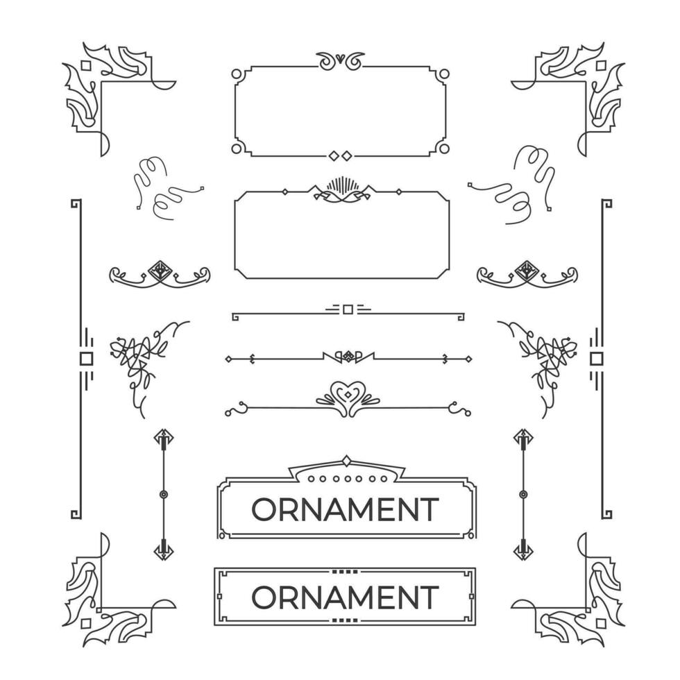 elementos de adorno vintage de boda vector