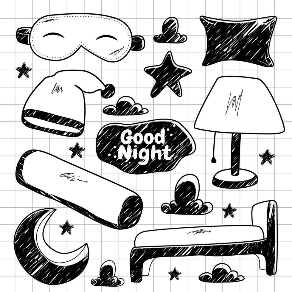 Hand drawn good night vector elements