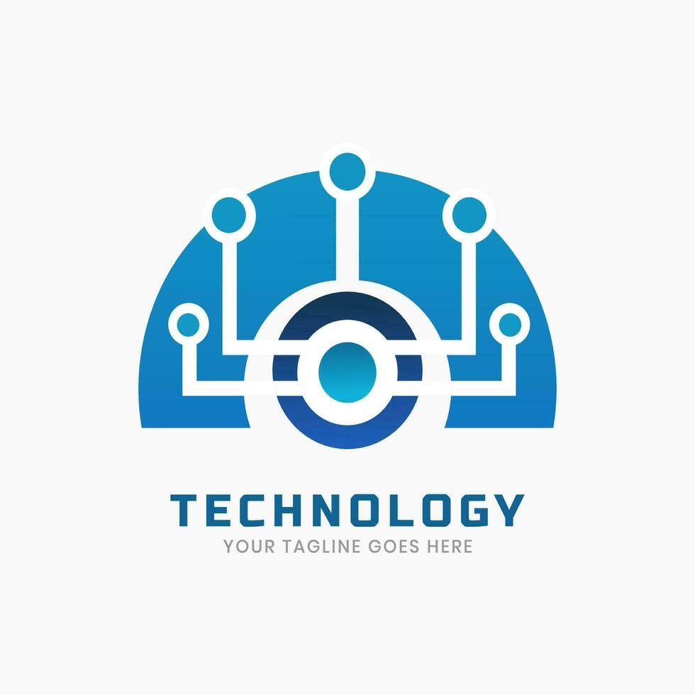 Digital futuristic technology logo vector template