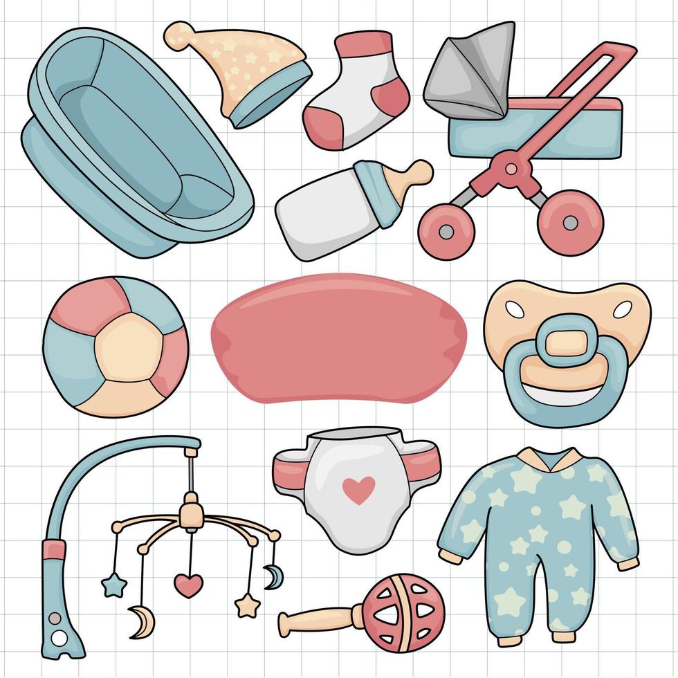 Baby equipment vector set