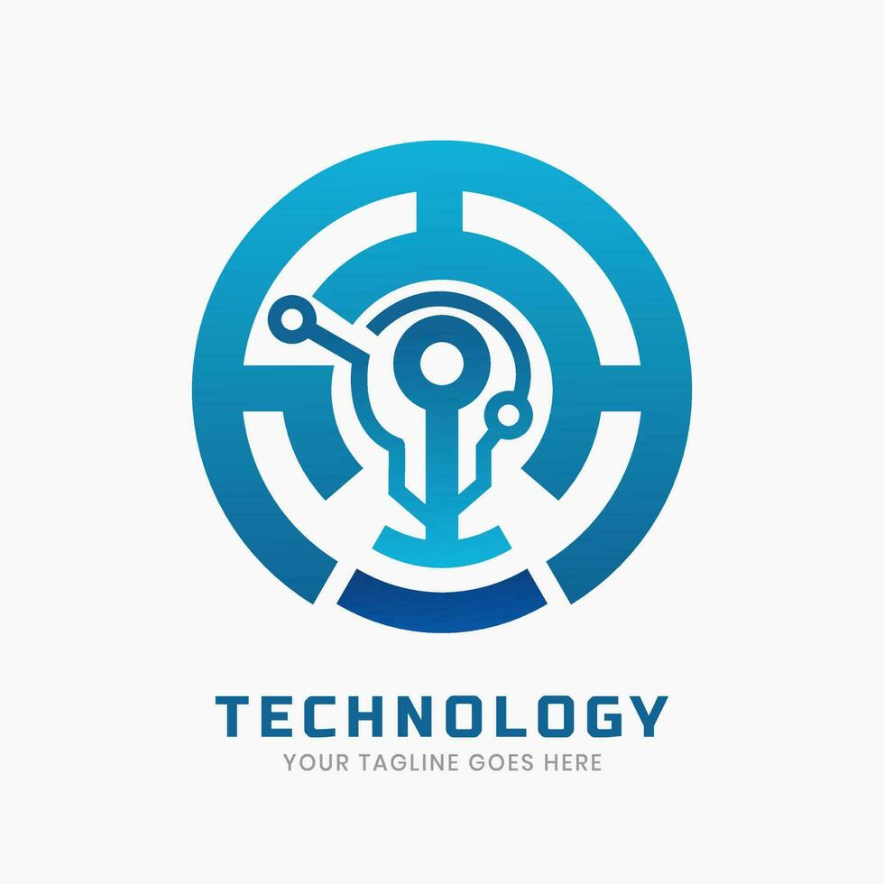 Digital futuristic technology logo vector template
