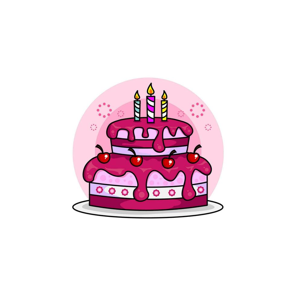 Colorful sponge cake, birthday cake, wedding cake vector illustration