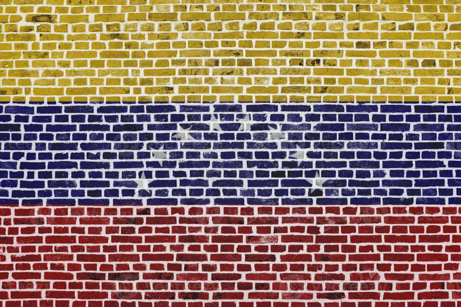 Flag of Venezuela painted on a brick wall photo