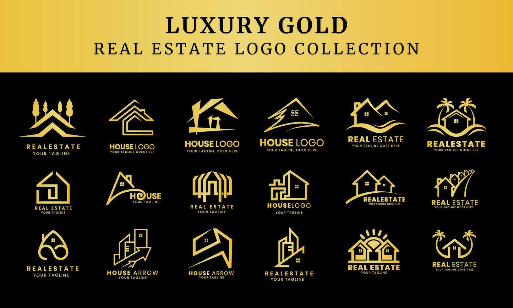 Collection of luxury building architecture sets, real estate logo design symbols vector