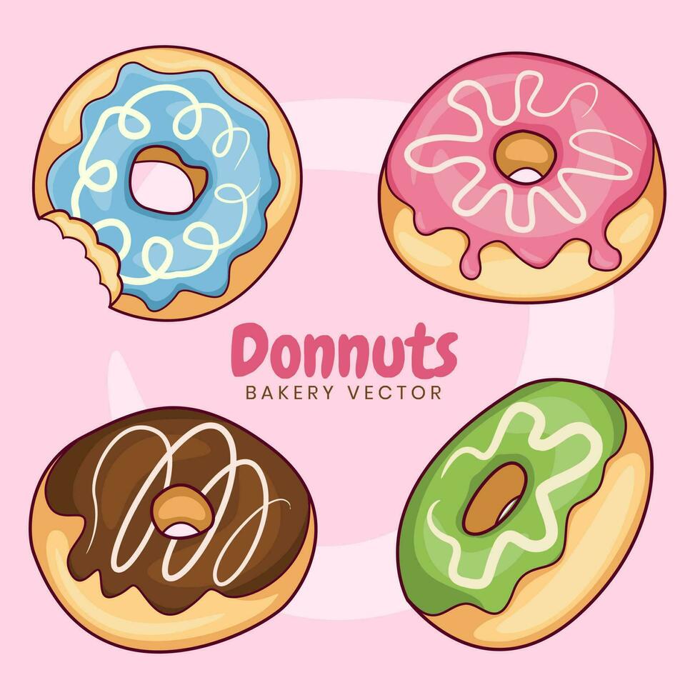 Vector graphic illustration of sweet donuts collection