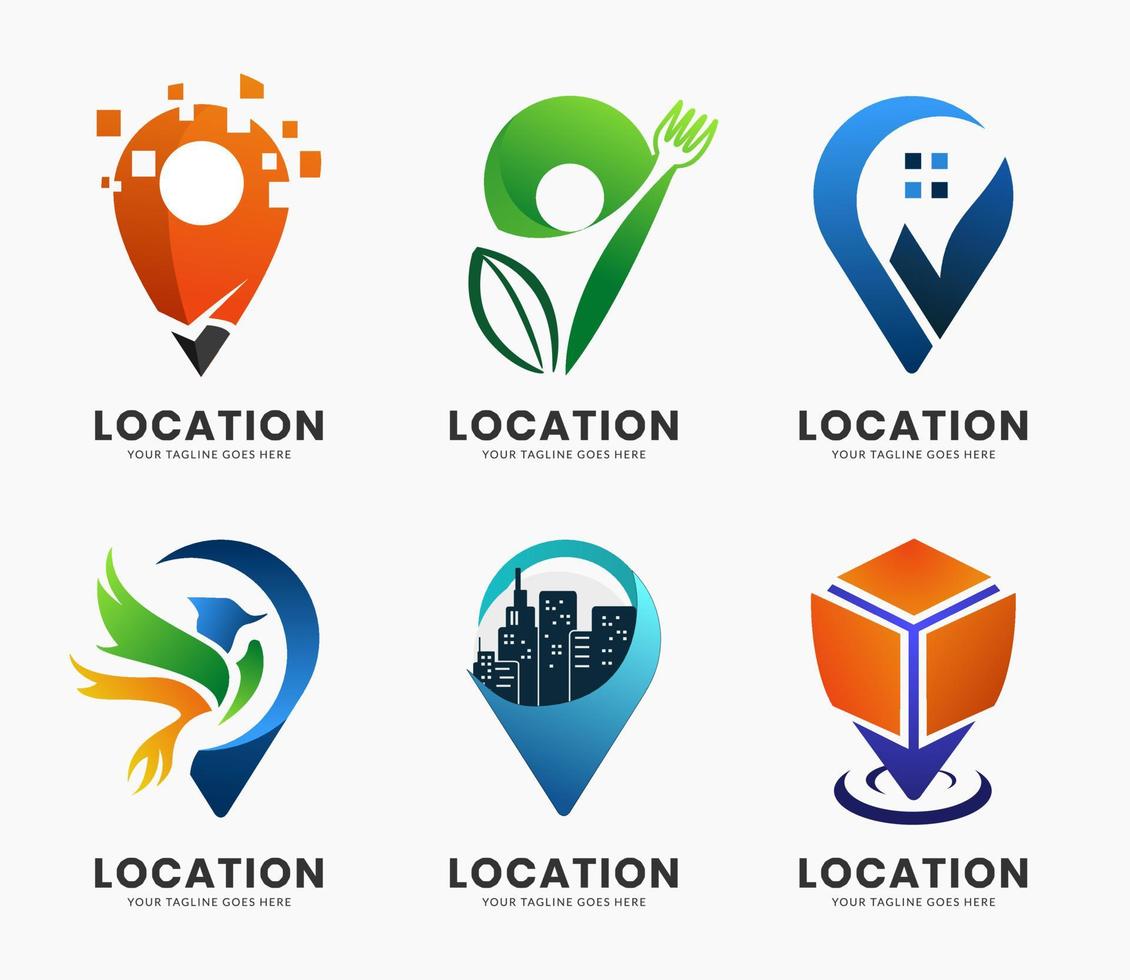 Set of creative location logo template vector