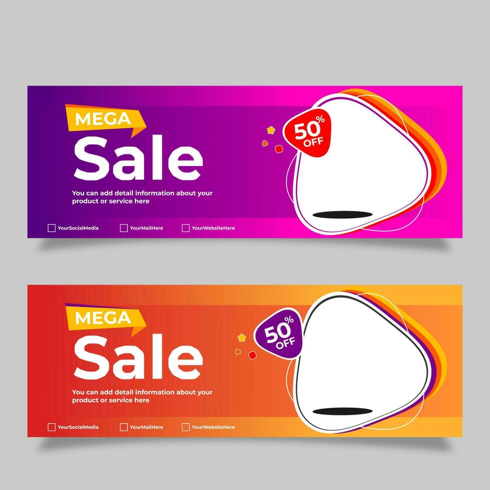 Sale banner template with gradient color vector