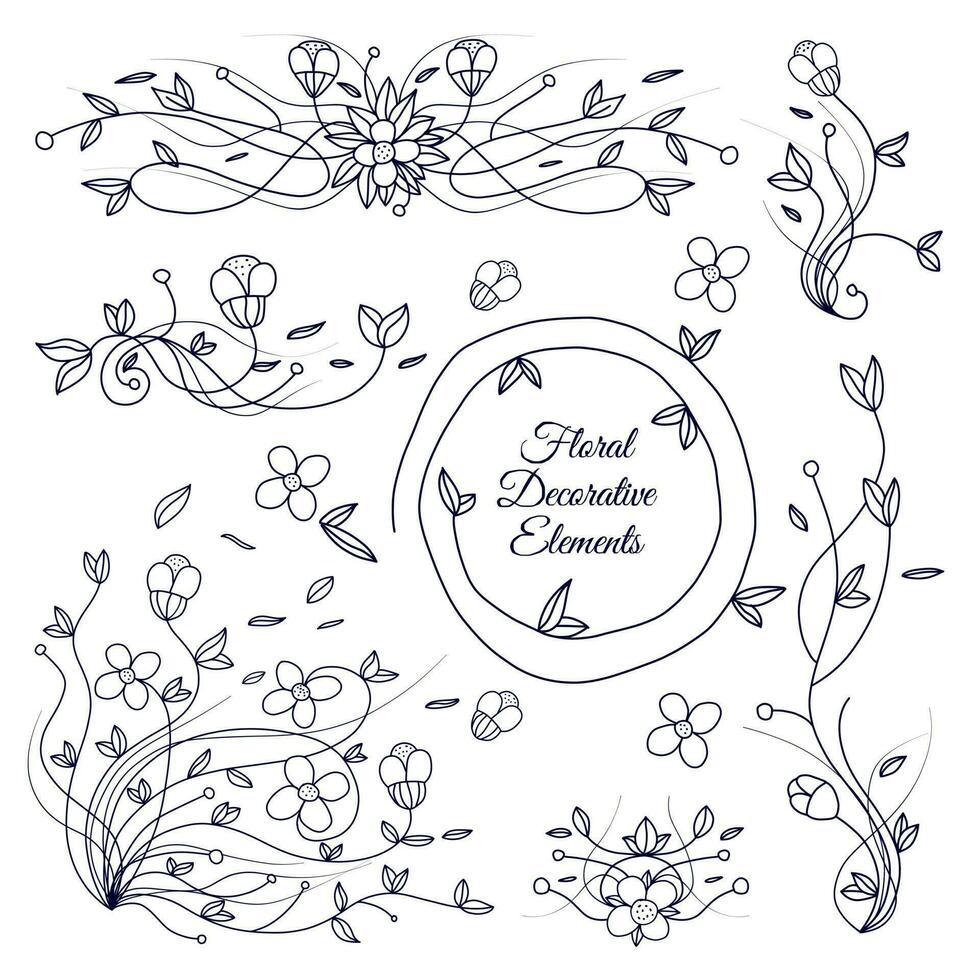 floral decorative wedding elements vector