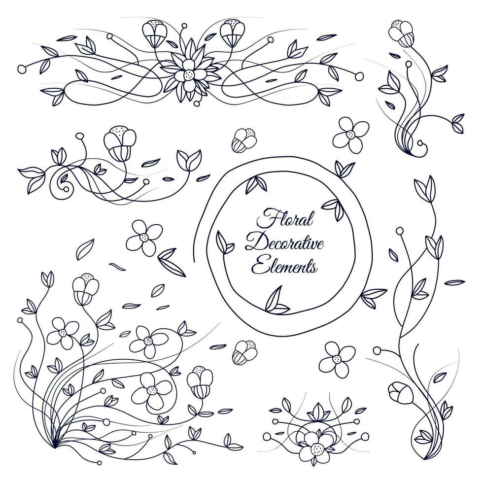 elementos decorativos florales de la boda vector