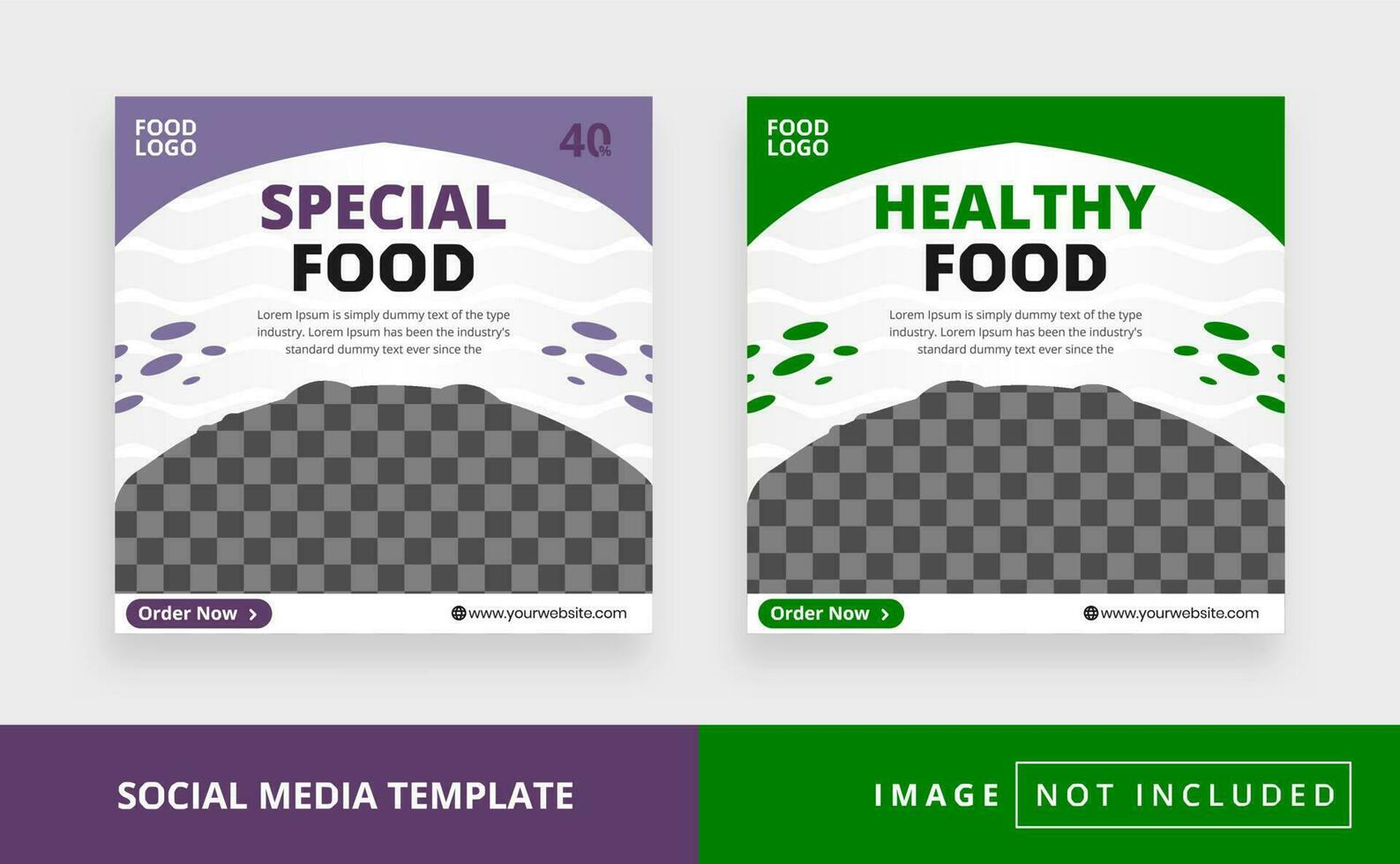 Delicious food square restaurant social media post template vector