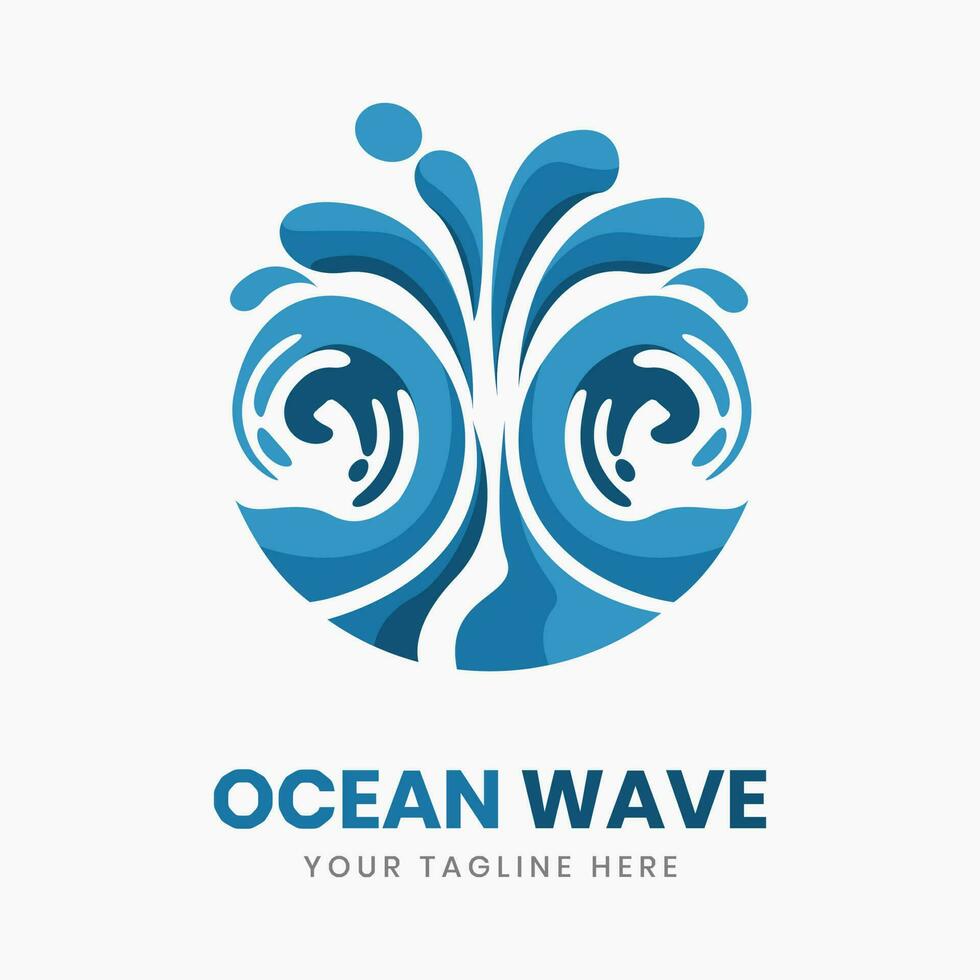 Ocean wave water surfing logo template vector