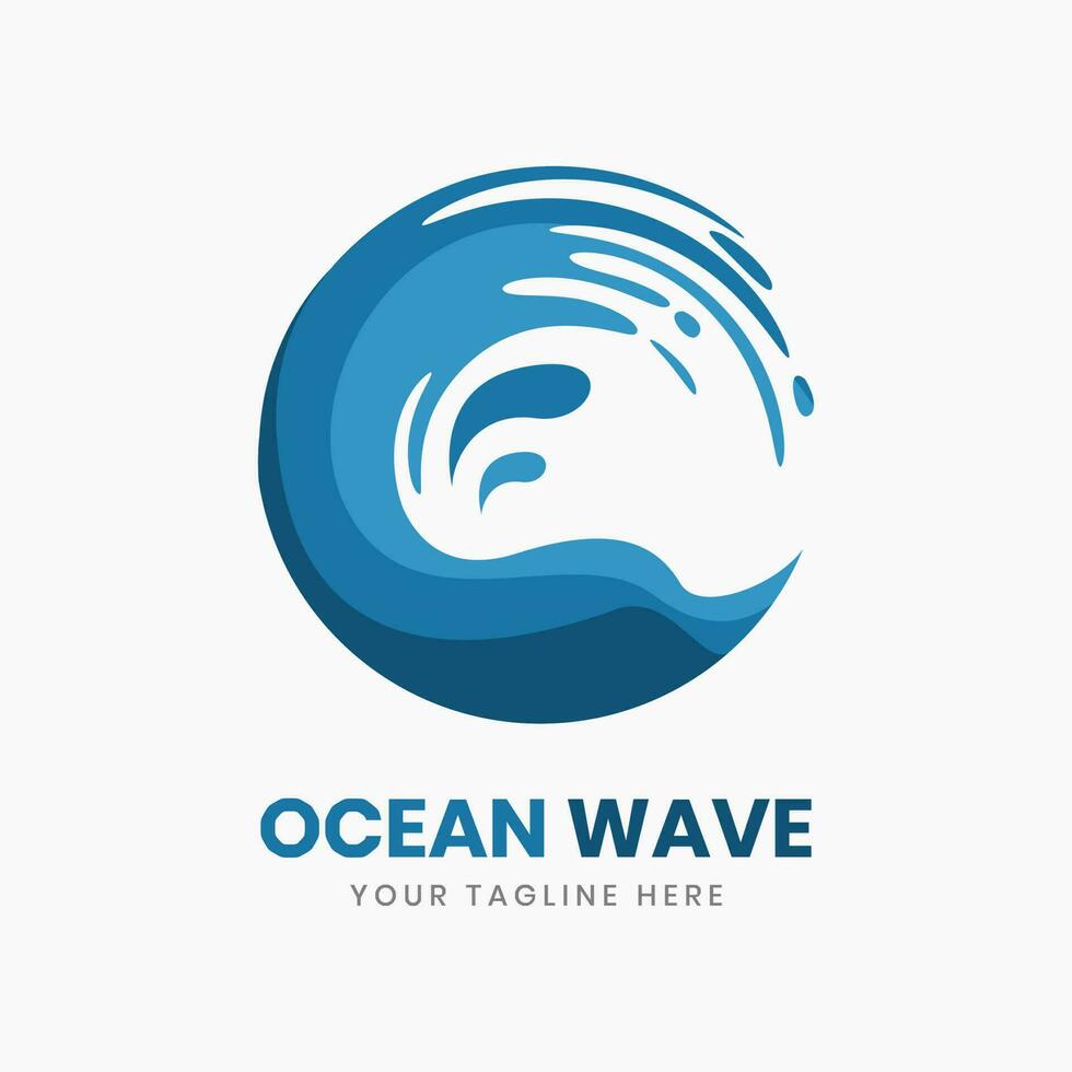 Ocean wave water surfing logo template vector