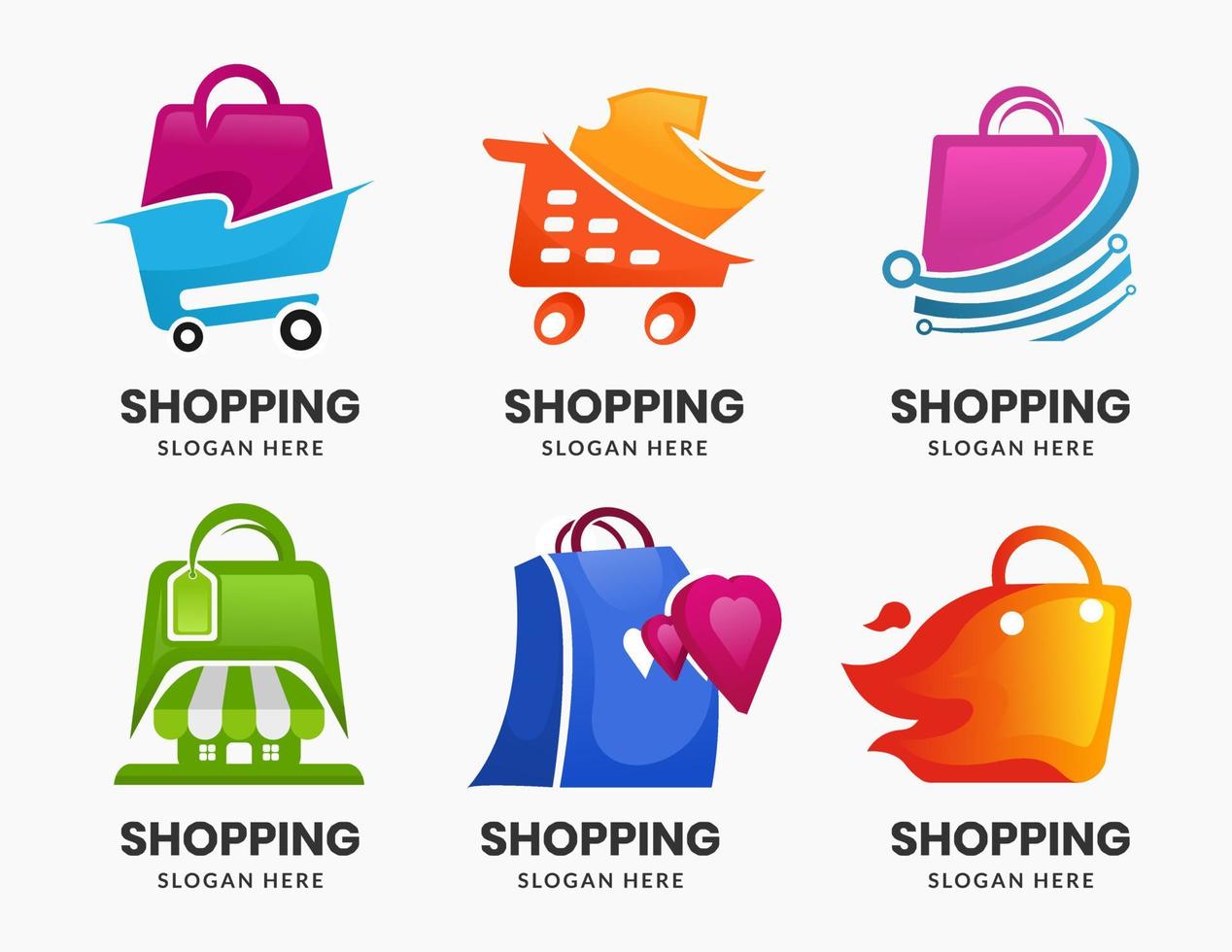 Set of shopping bag logo template vector