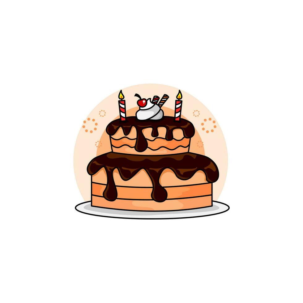 Colorful sponge cake, birthday cake, wedding cake vector illustration