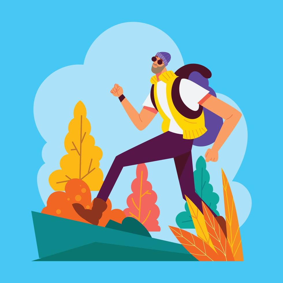 Happy Fall Season Hiking vector