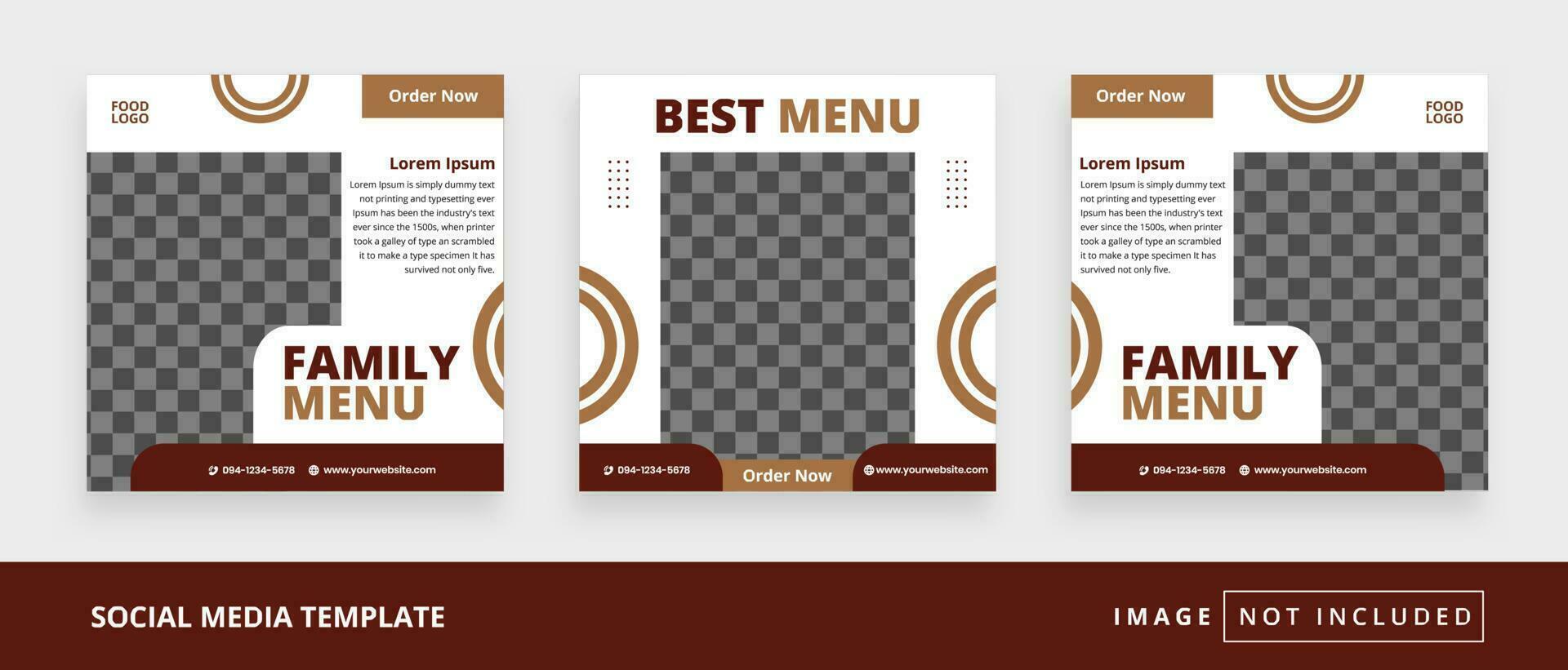 Delicious food square restaurant social media post template vector