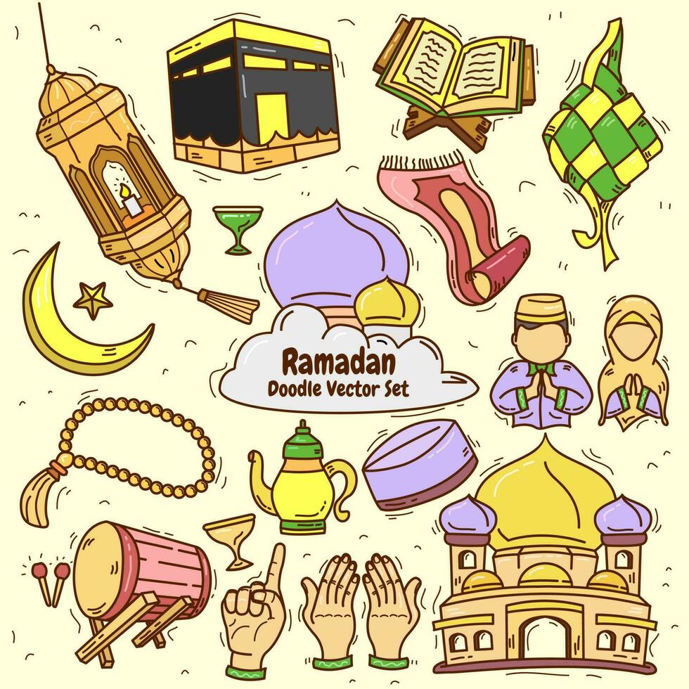 ilustración vectorial gráfico del doodle islámico de ramadán kareem vector