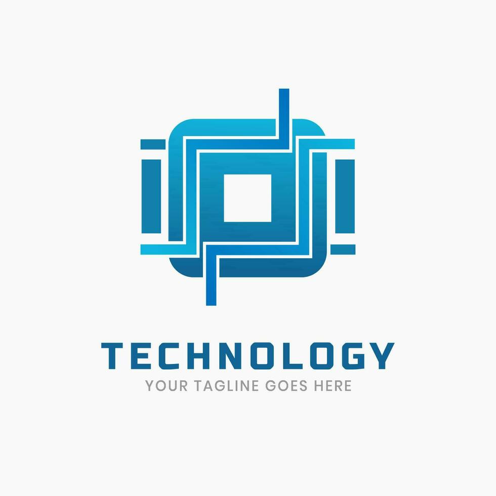Digital futuristic technology logo vector template