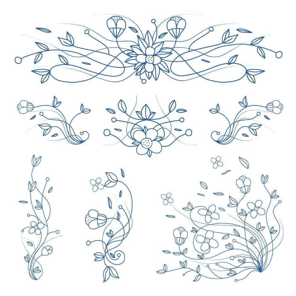 Floral decorative elements suitable for wedding invitation card vector