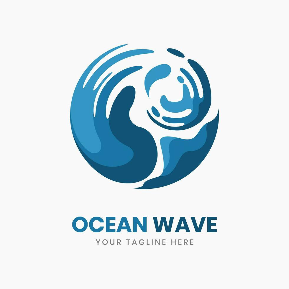 Ocean wave water surfing logo template vector