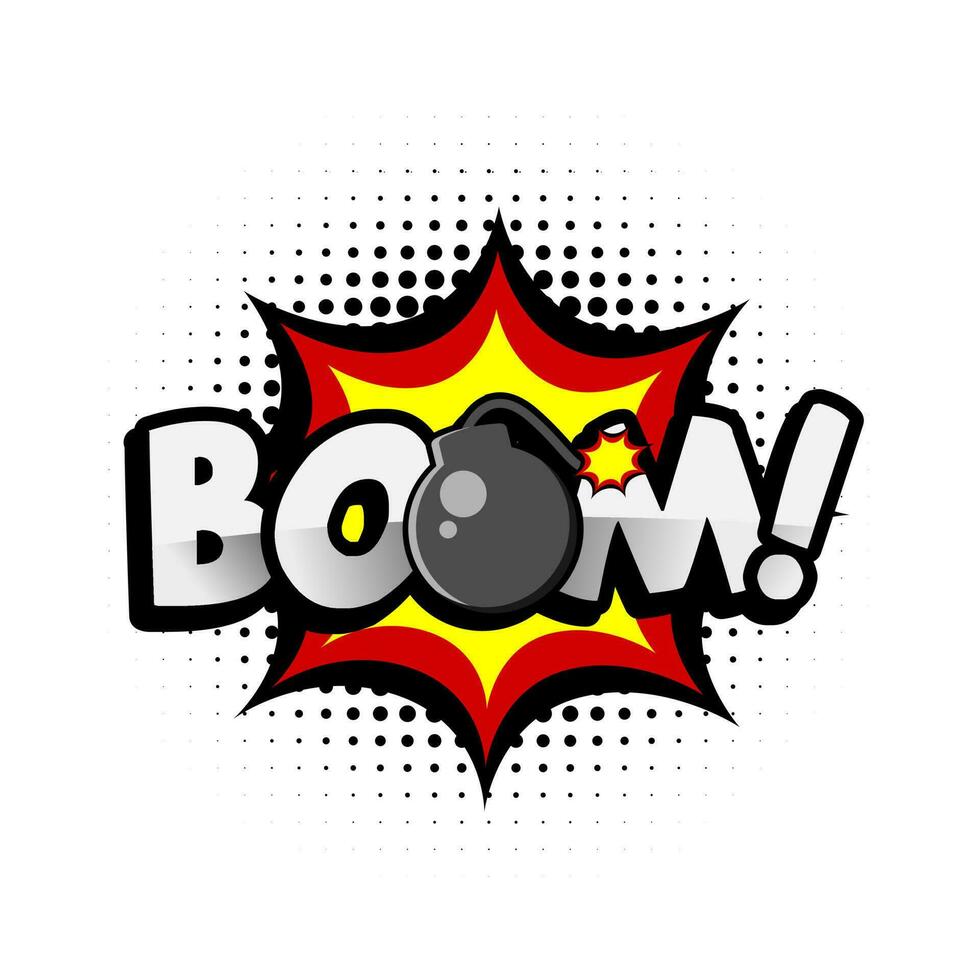 Illustration vector bubble text of boom. Perfect for stickers, design elements, comics, etc.