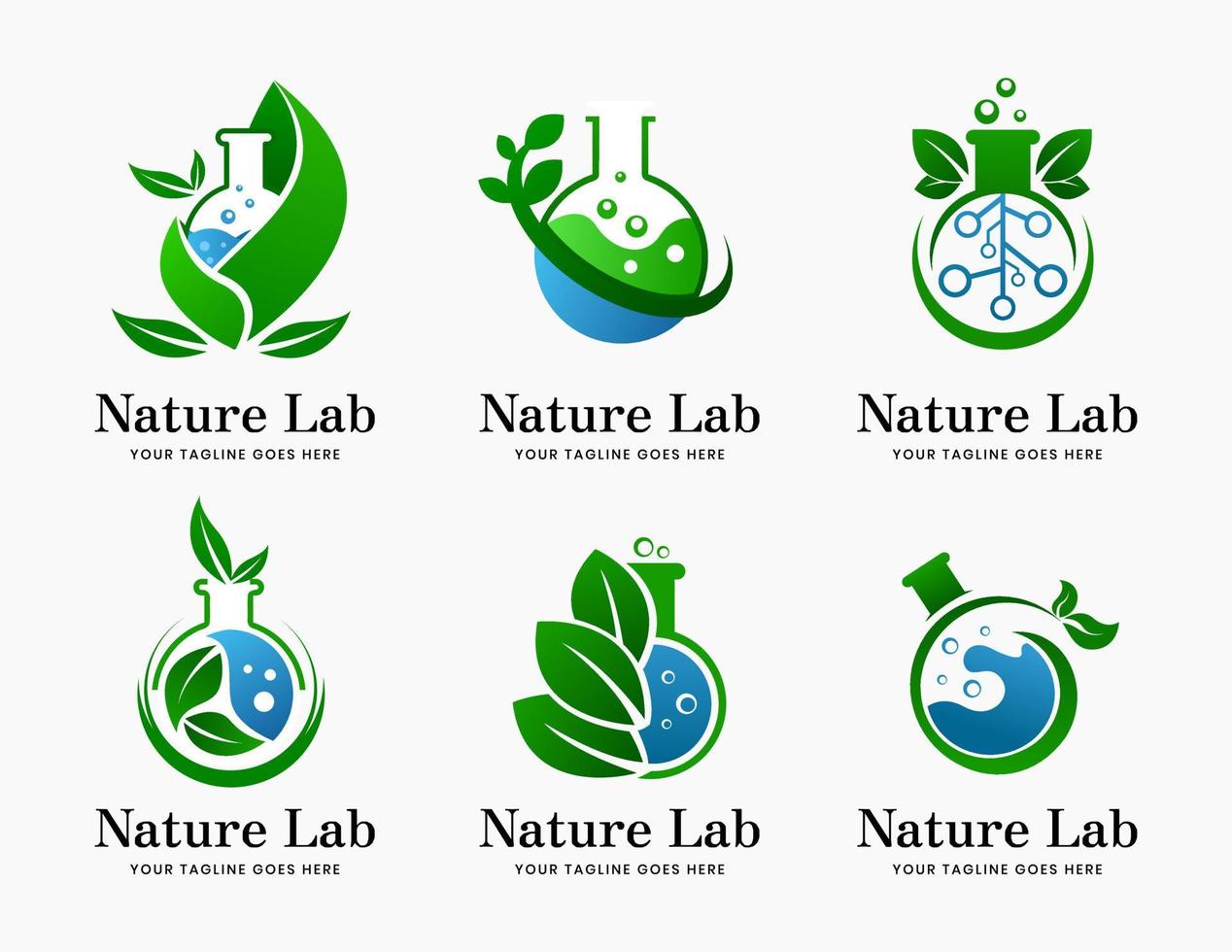 conjunto de plantilla de logotipo de laboratorio de naturaleza vector