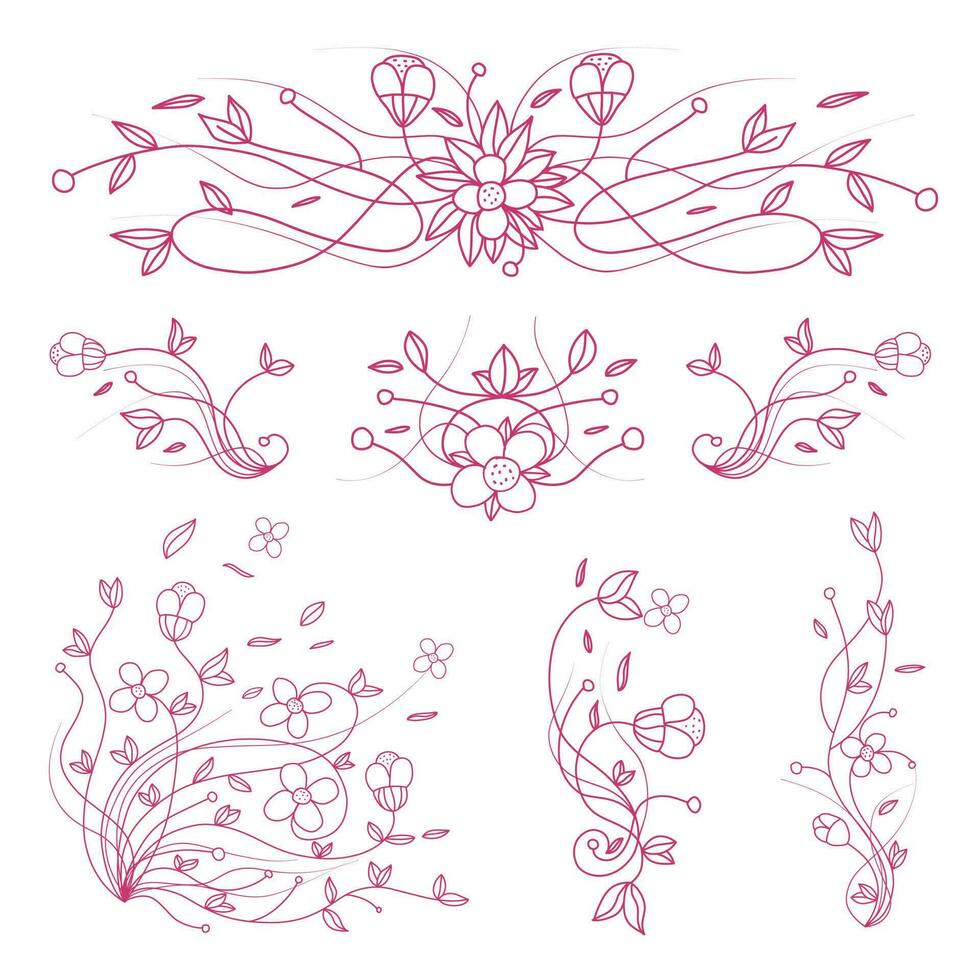 Floral decorative elements suitable for wedding invitation card vector