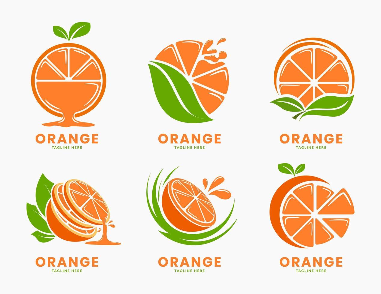 Set of orange fruit logo template vector