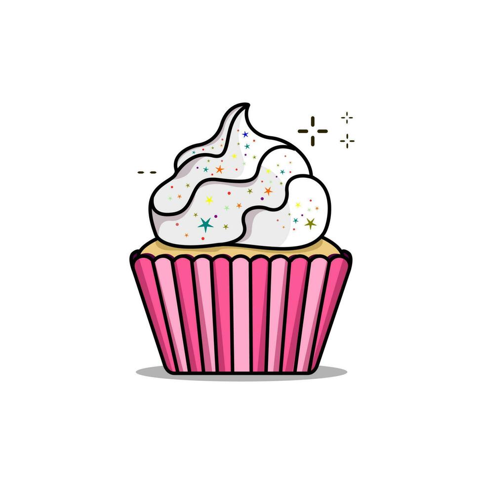 Cupcake illustration with white jam vector