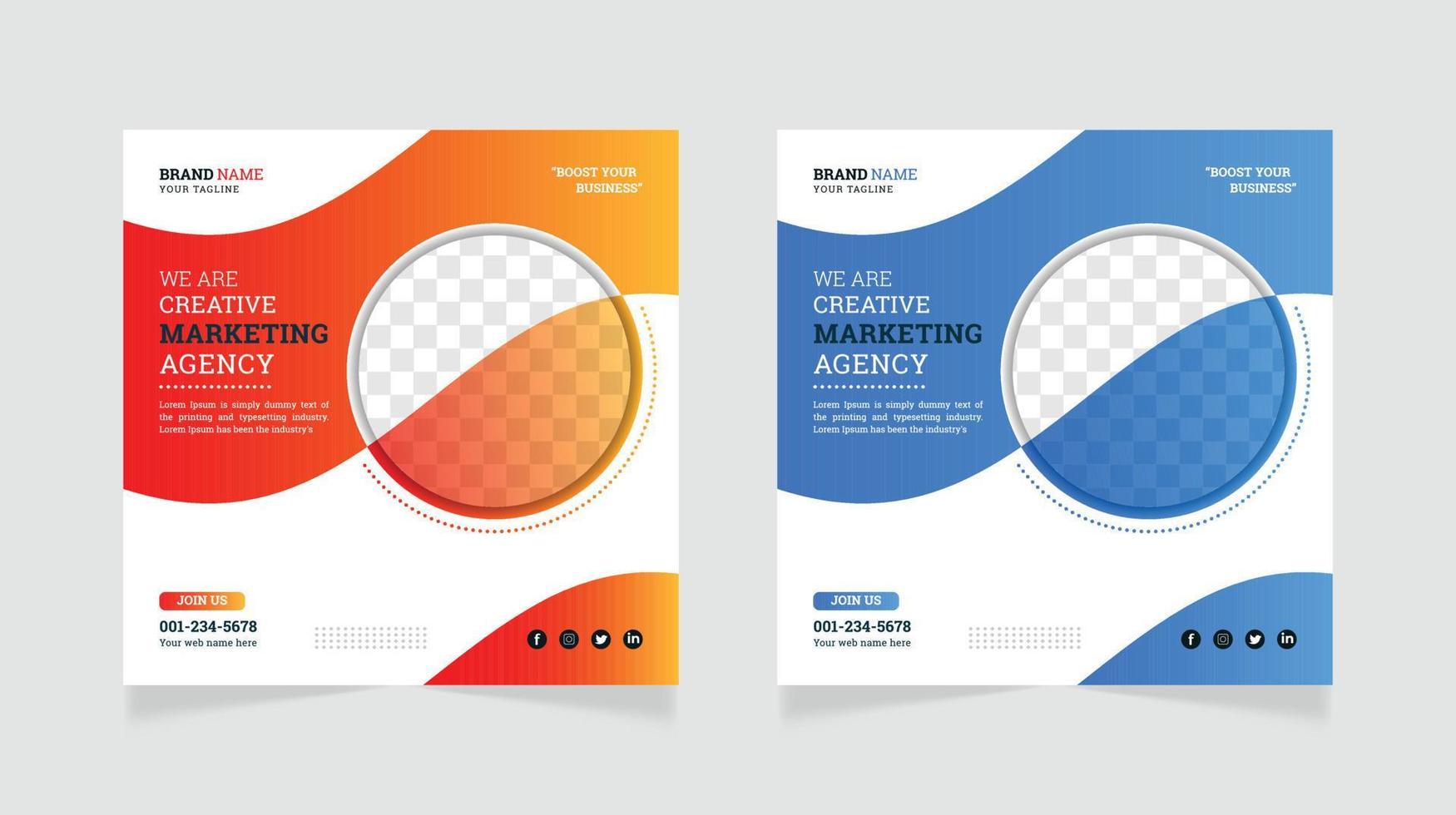 Digital marketing agency and corporate social media post banner design template vector