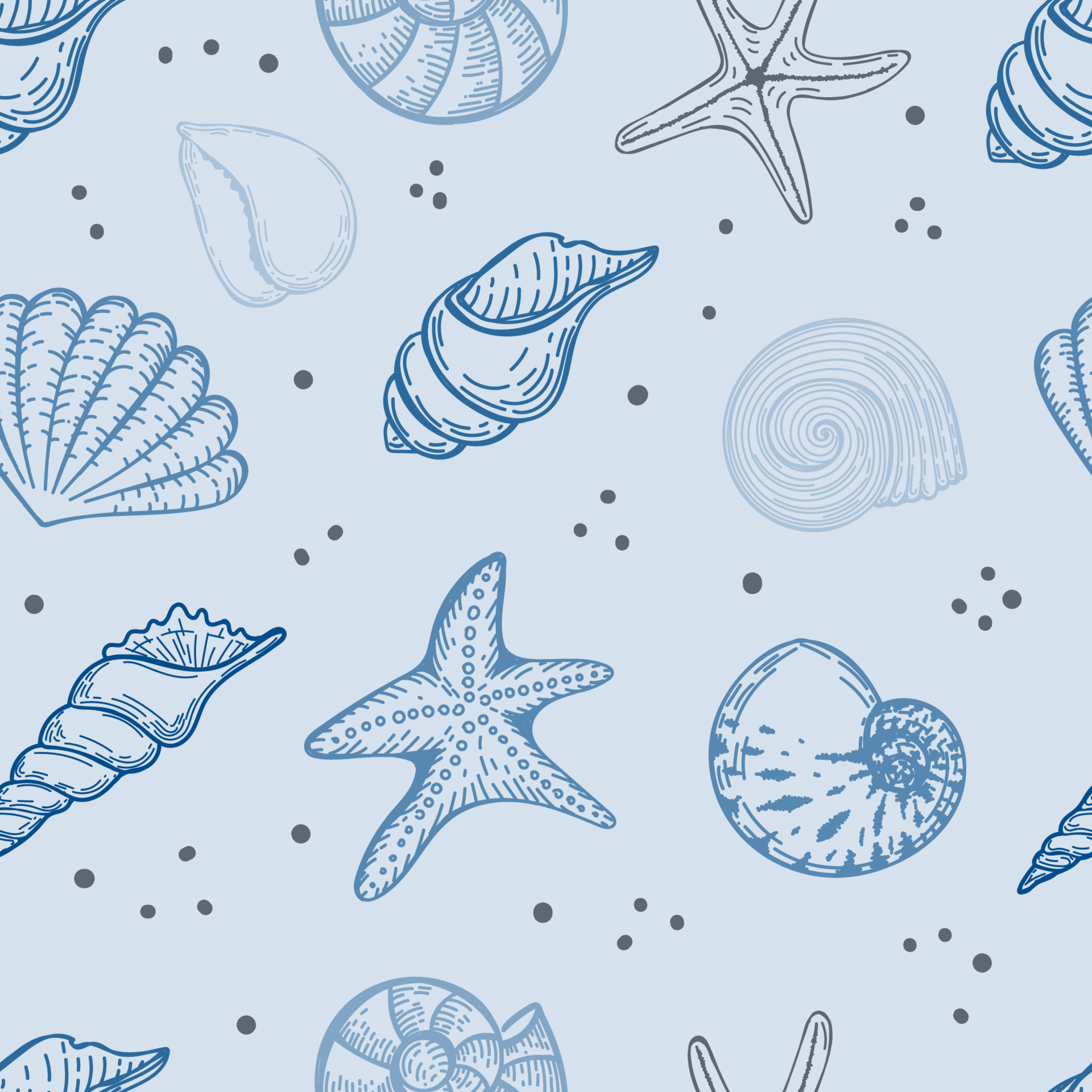 Handdrawn Set Of Seashells And Starfish Stock Illustration - Download Image  Now - Seashell, Crustacean, Flat Design - iStock