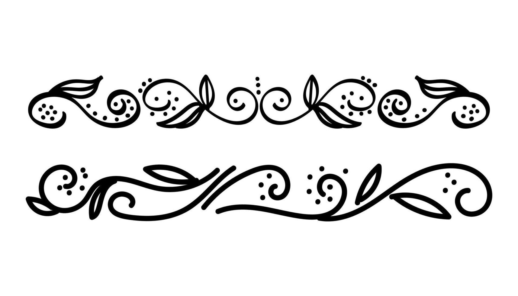 Floral Border, a hand-drawn doodle. A vegetal decor element. Simple vector illustration