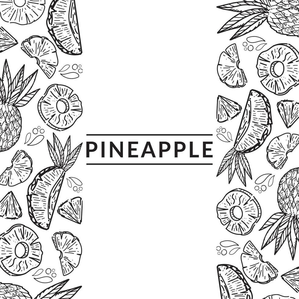 Banner with silhouettes of pineapples on white background. A great design for advertising the exotic fruit market, a business for grocery stores. Hand-drawn elements in a flat style vector