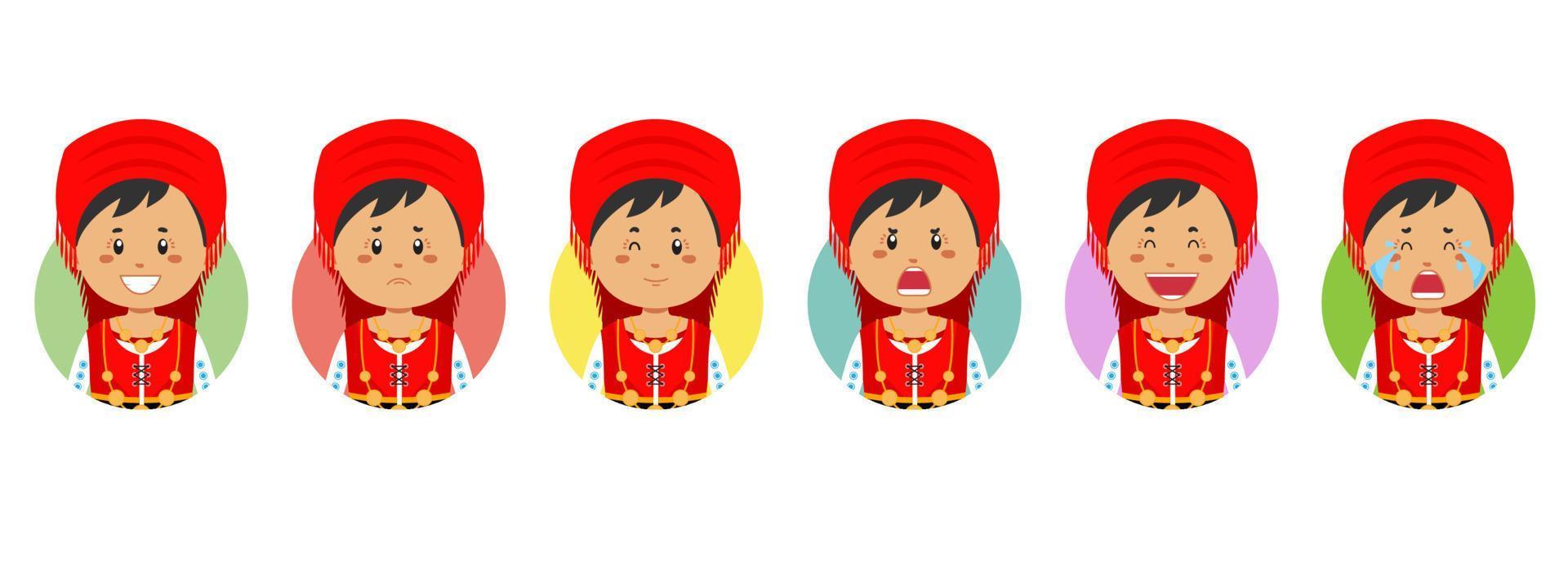 Portuguese Avatar with Various Expression vector