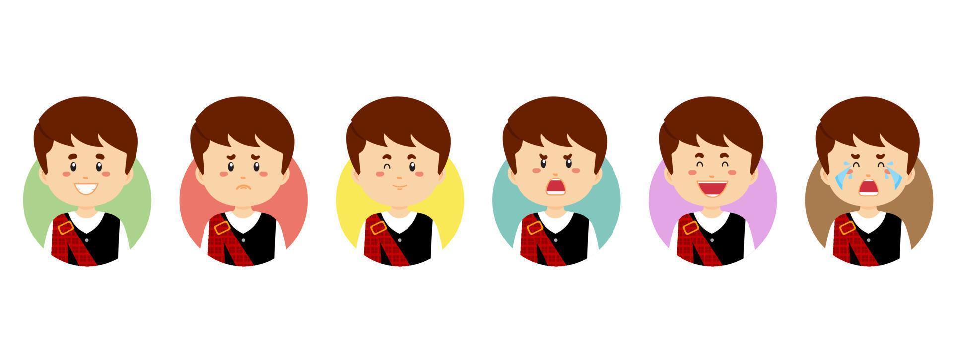 avatar de escocia con varias expresiones vector