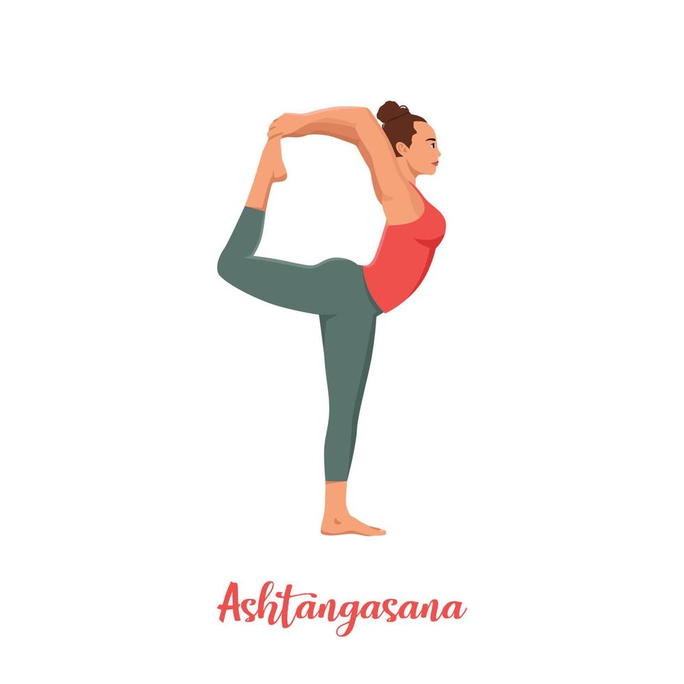 silueta de mujer. pose de yoga de ocho extremidades ashtangasana ilustración vectorial vector