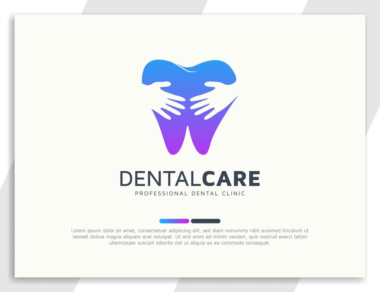 logo de cuidado dental con ilustración de mano y corazón vector